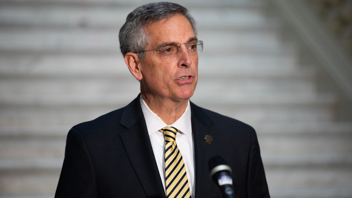 Brad Raffensperger, Georgia's secretary of state, speaks during a news conference at the Georgia State Capitol in Atlanta, on December 14, 2020. 