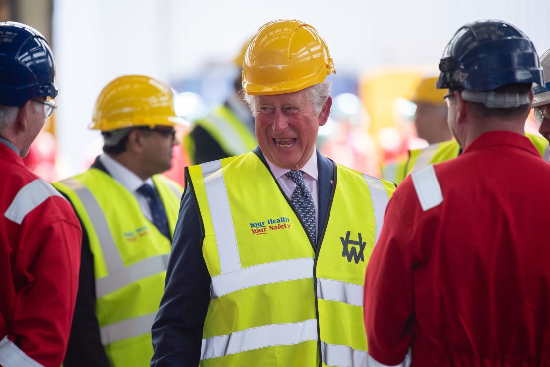 Prince Charles visits the Harland & Wolff shipyard in Belfast on May 18. 