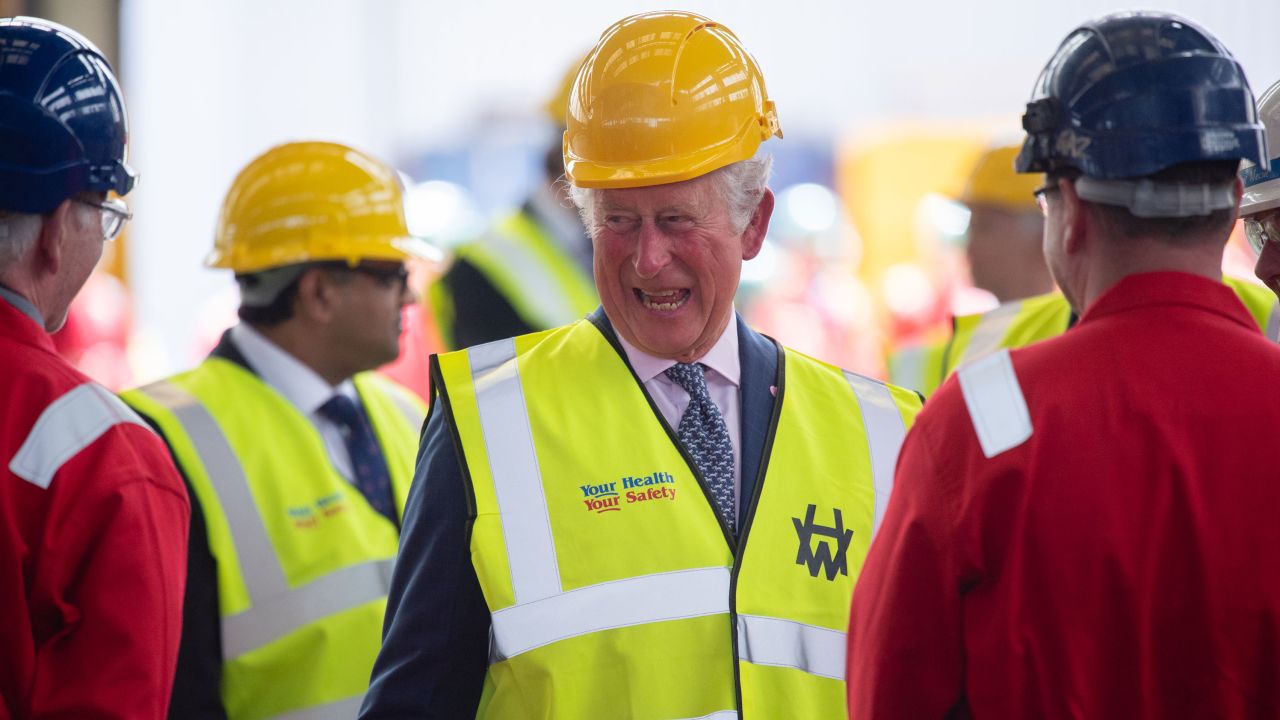 Prince Charles visits the Harland & Wolff shipyard in Belfast on May 18.