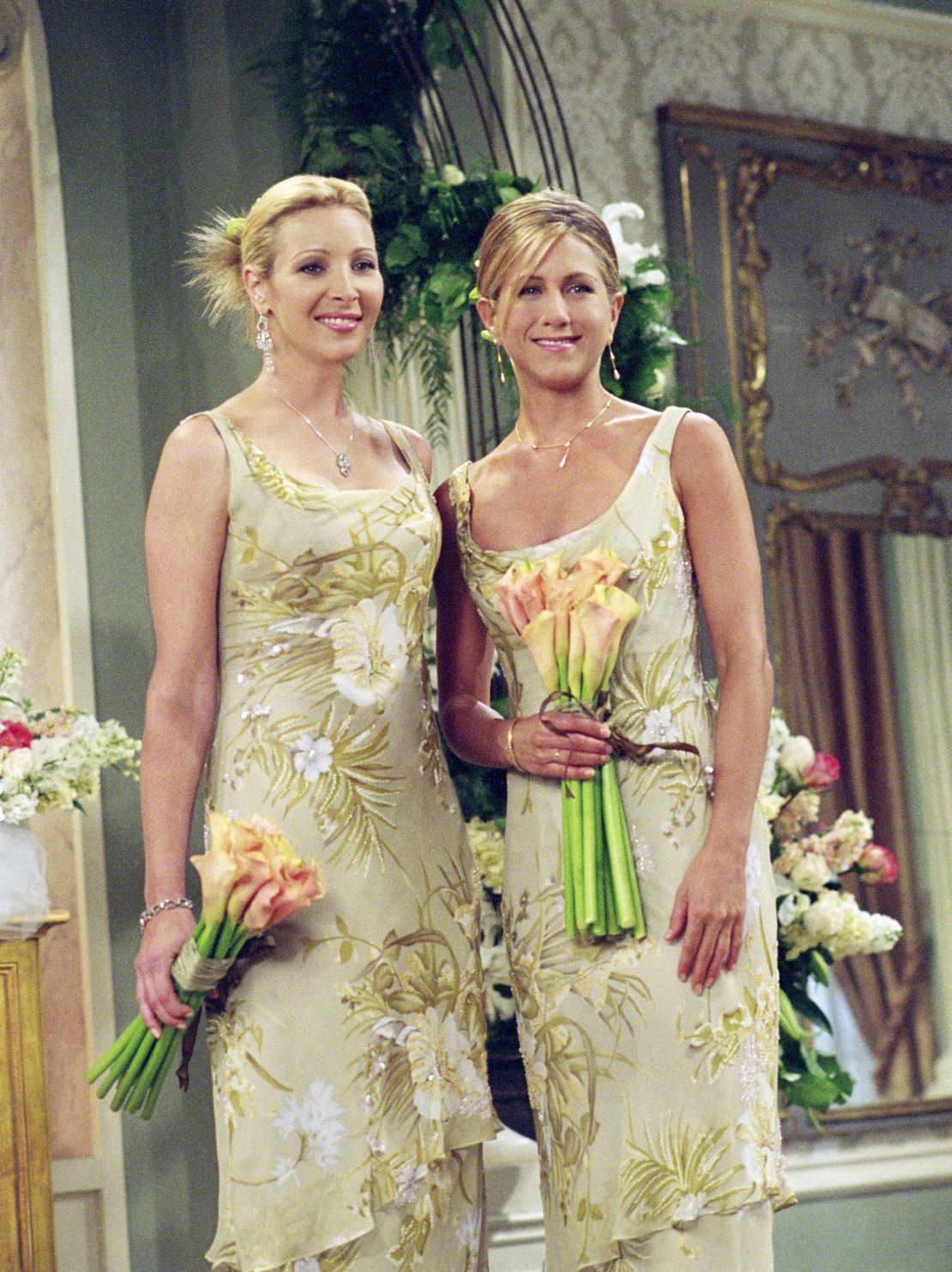 Lisa Kudrow as Phoebe Buffay and Jennifer Aniston as Rachel Green in 'The One With Monica and Chandler's Wedding,' first broadcast in 2001.