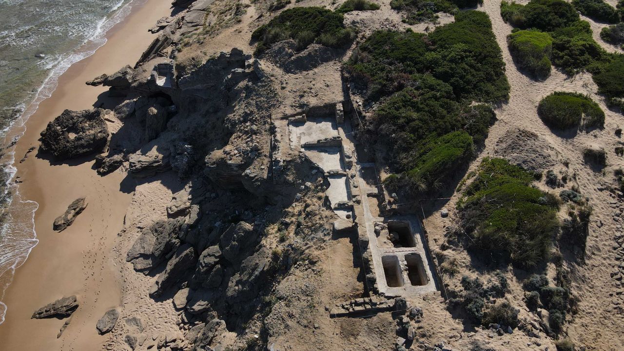 An aerial view of the Roman ruins discovered at Cape Trafalgar.