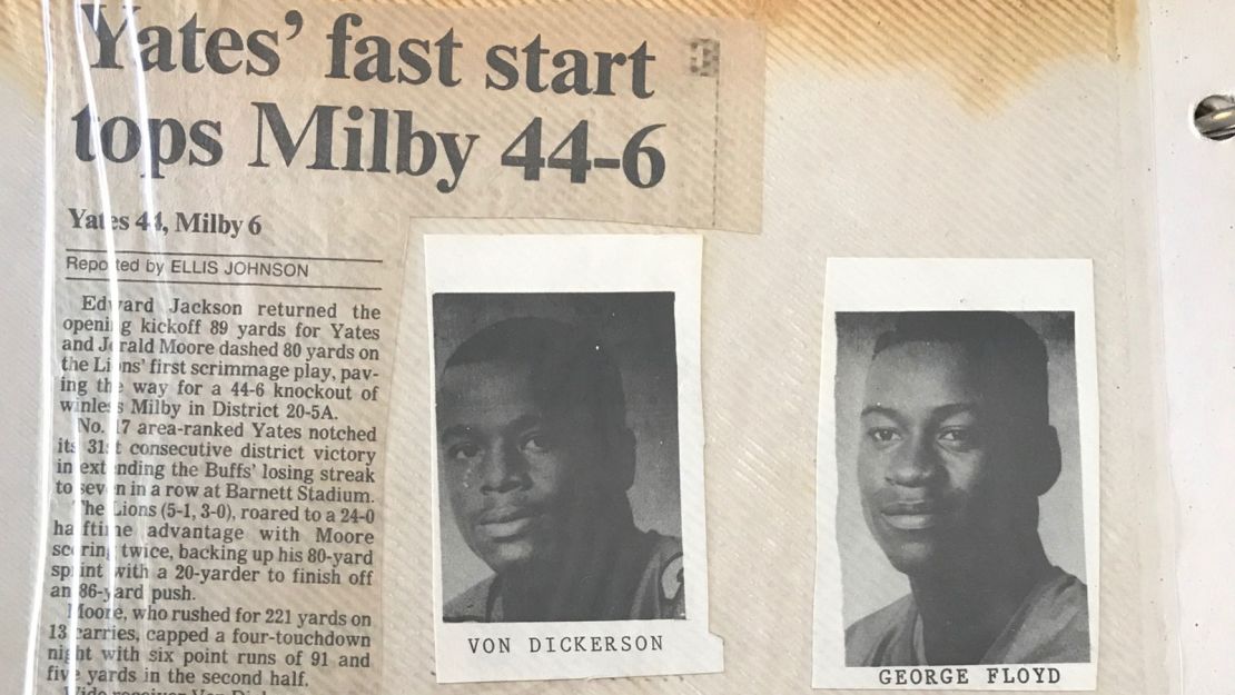 This newspaper clipping shows Vaughn Dickerson and George Floyd.