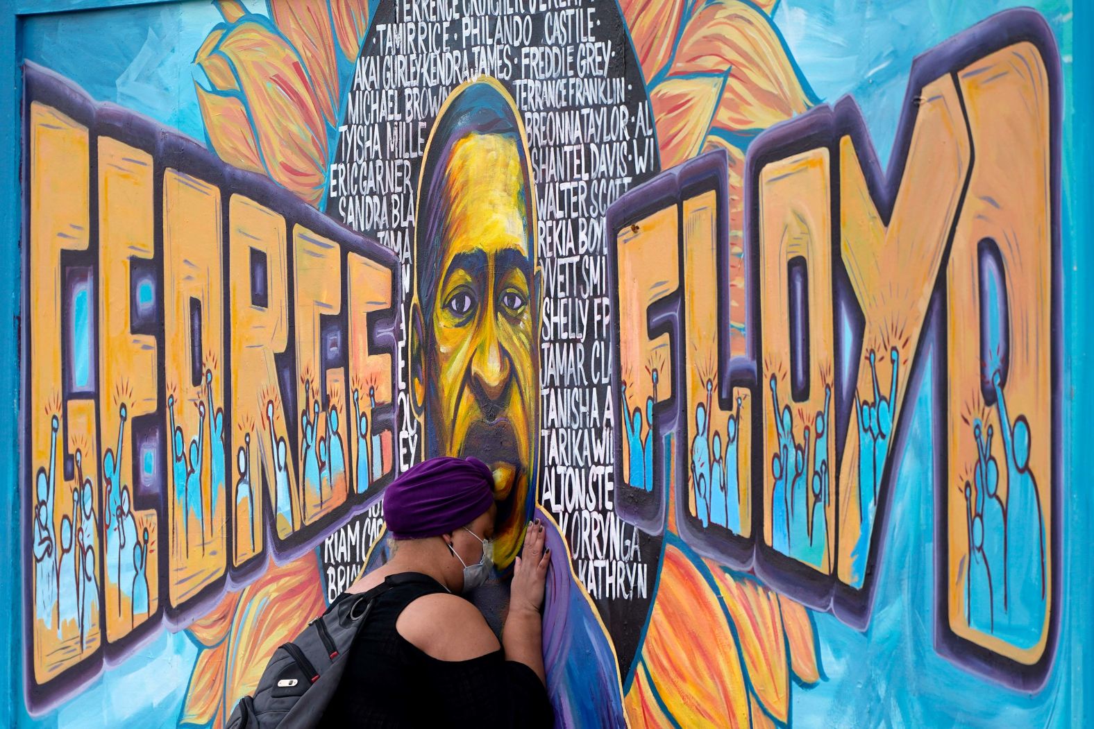 Damarra Atkins pays her respects at Minneapolis' George Floyd Square on April 23.