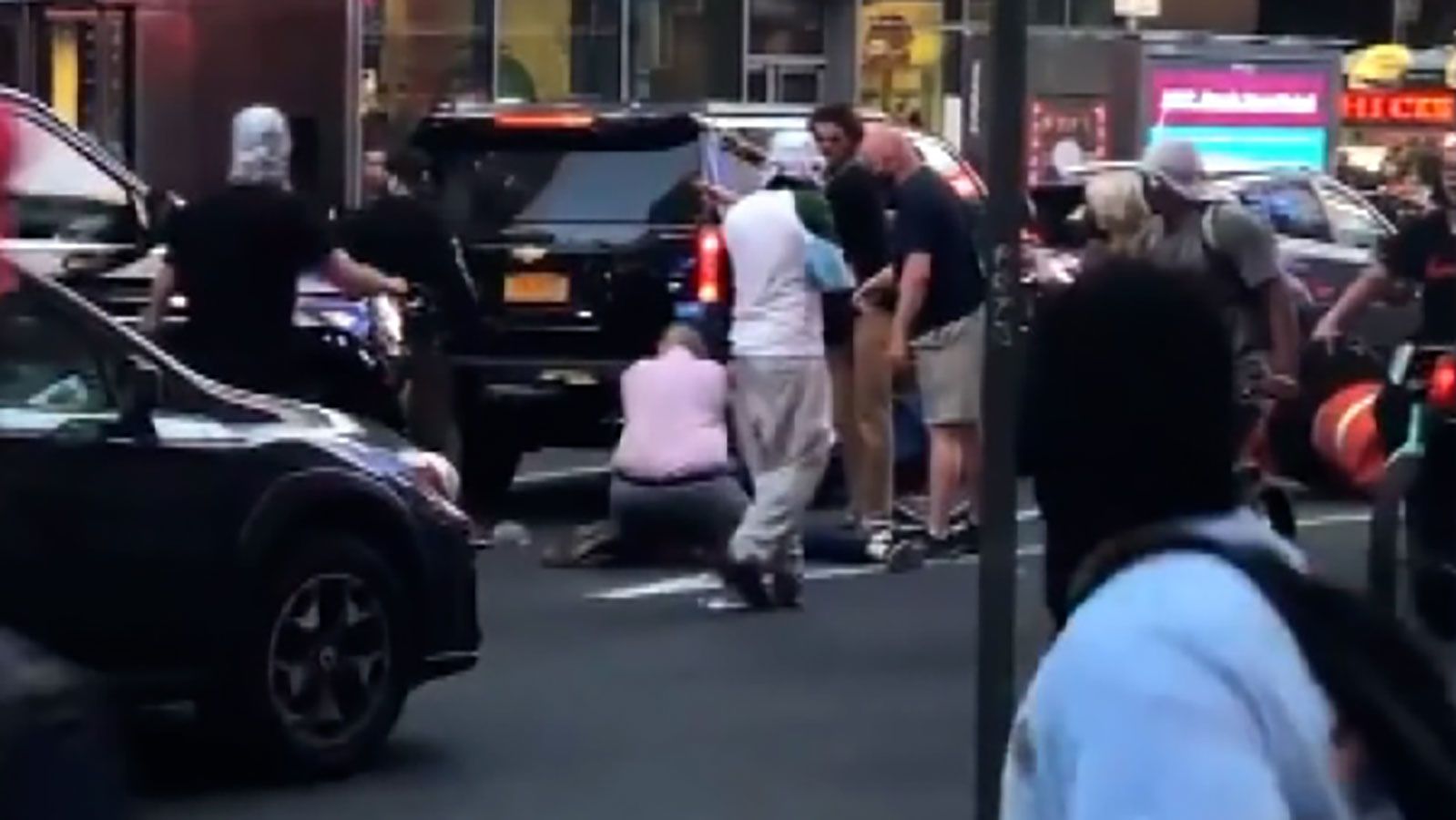 A bystander recorded video of an assault that took place Thursday in New York's Time Square.