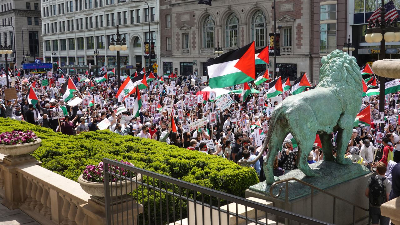 Hundreds of people marched in Chicago  last weekend to protest the conflict in Gaza. 