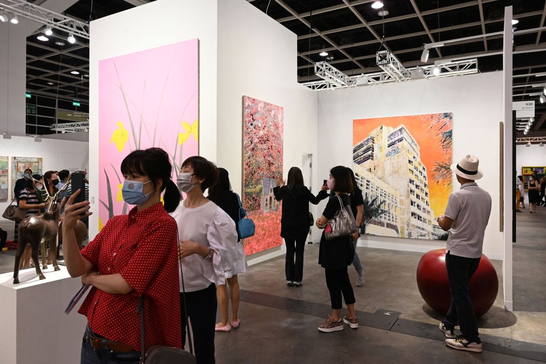 Visitors at Art Basel Hong Kong, which returned this year following 2020's cancelation.