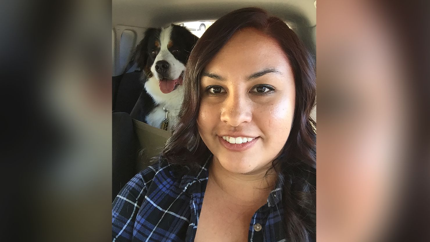 Breanna Aguilar and her 7-year-old Bernese Mountain dog, Gambit.