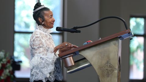 Civil rights leader Xernona Clayton speaks at the funeral of the late Rep. John Lewis at Ebenezer Baptist Church on July 30, 2020 in Atlanta. She is a godmother to Lewis' son, John-Miles Lewis. 
