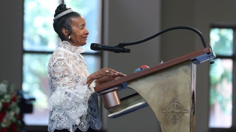 Civil rights leader Xernona Clayton speaks at the funeral of the late Rep. John Lewis at Ebenezer Baptist Church on July 30, 2020 in Atlanta. She is a godmother to Lewis' son, John-Miles Lewis.