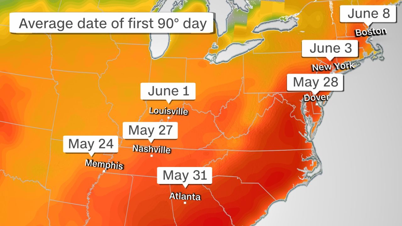 weather first 90 degree day 052221