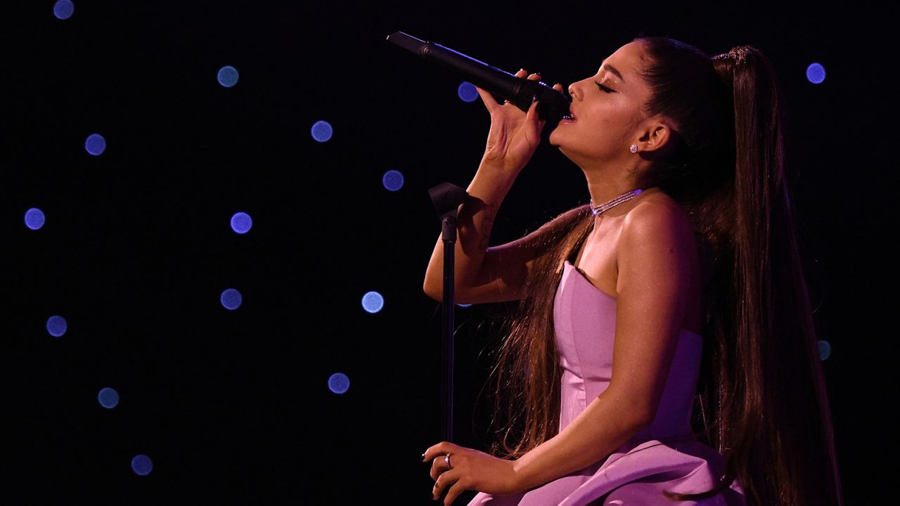 Ariana Grande performs at the Billboard Women In Music concert in New York on December 6, 2018.