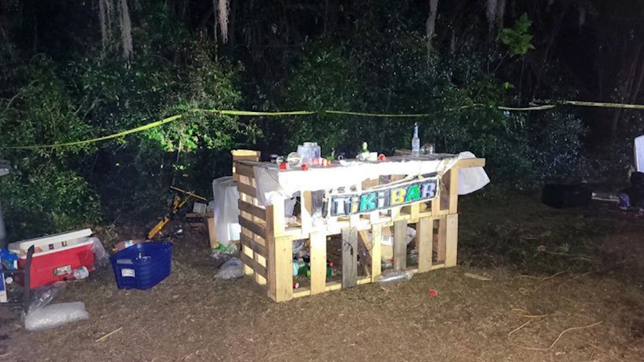 Images of the scene in North Charleston, taken by police and provided by CNN affiliate WCSC show a makeshift "tiki bar," coolers and drinks scattered across the area, a stage with large speakers.