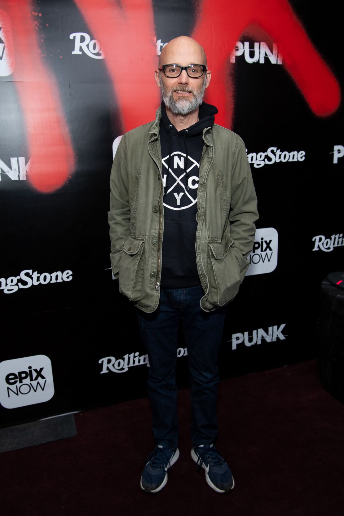 Moby arrives at the premiere of Epix's "Punk" at SIR in Los Angeles, March 4, 2019.  