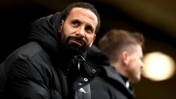 Sports pundit Rio Ferdinand during the Premier League match at the Molineux Stadium, Wolverhampton. Picture date: Sunday May 23, 2021. (Photo by Bradley Collyer/PA Images via Getty Images)