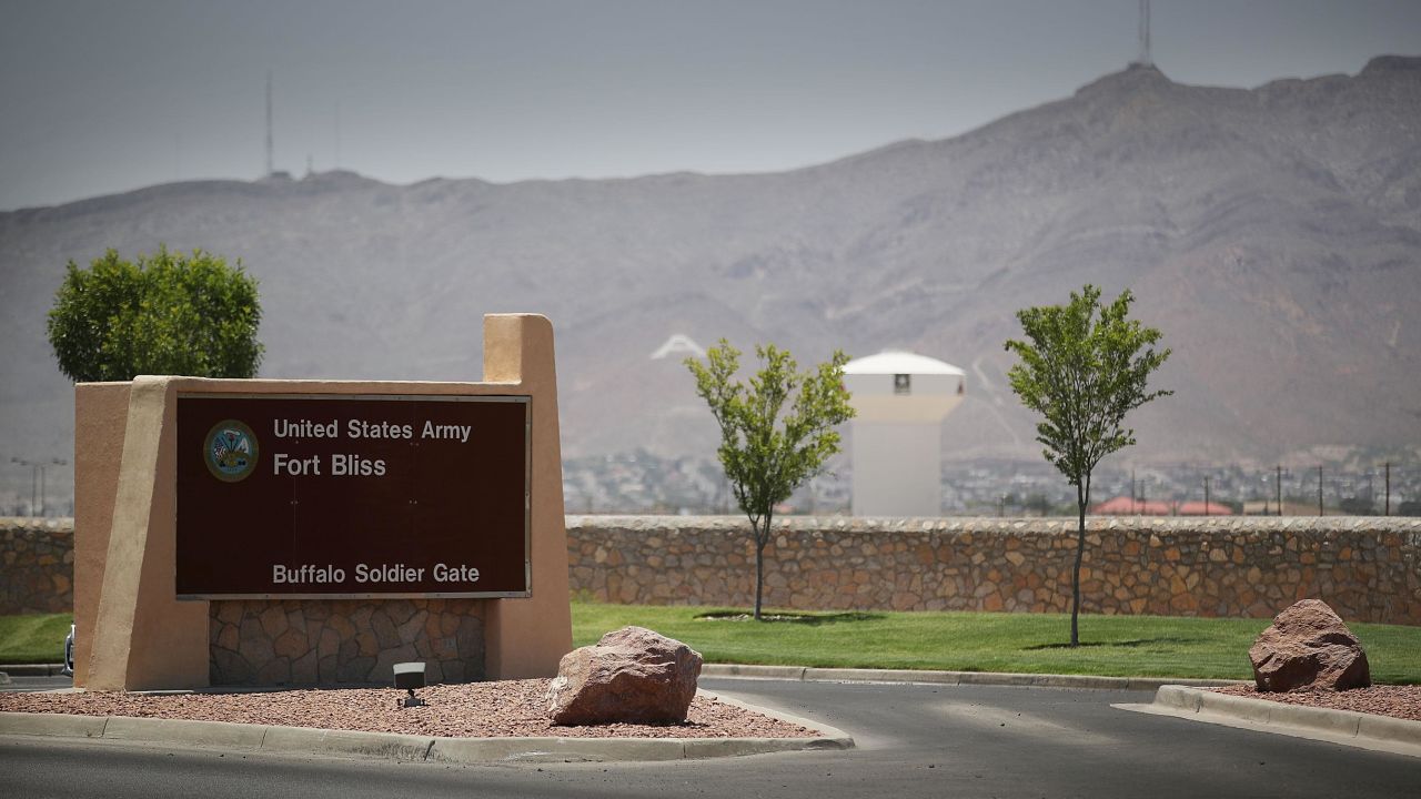 An entrance to Fort Bliss is shown on June 25, 2018, in Fort Bliss, Texas.
