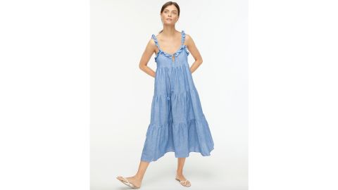 Cotton-Linen Tiered Maxi Dress