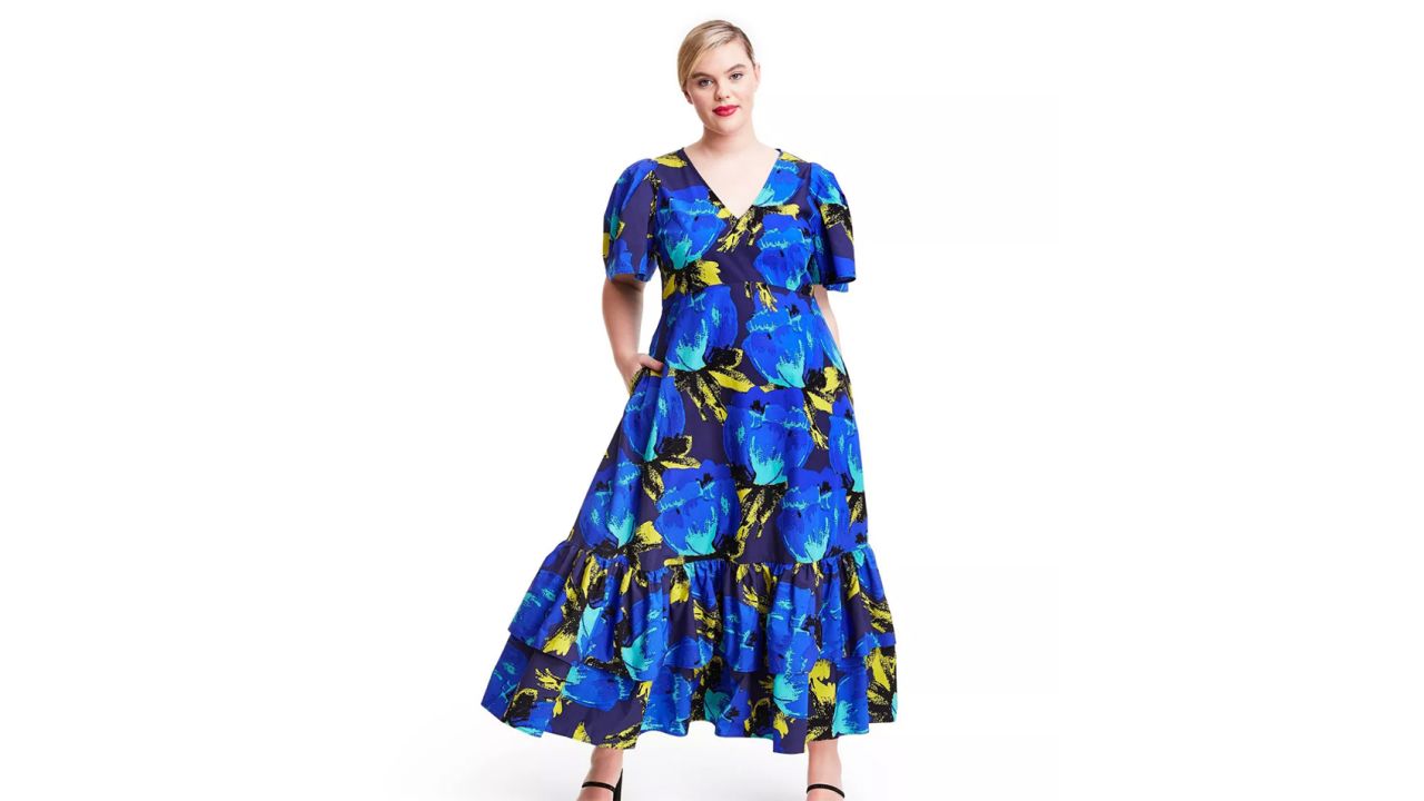 Christopher John Rogers Floral Puff-Sleeve Tiered Dress