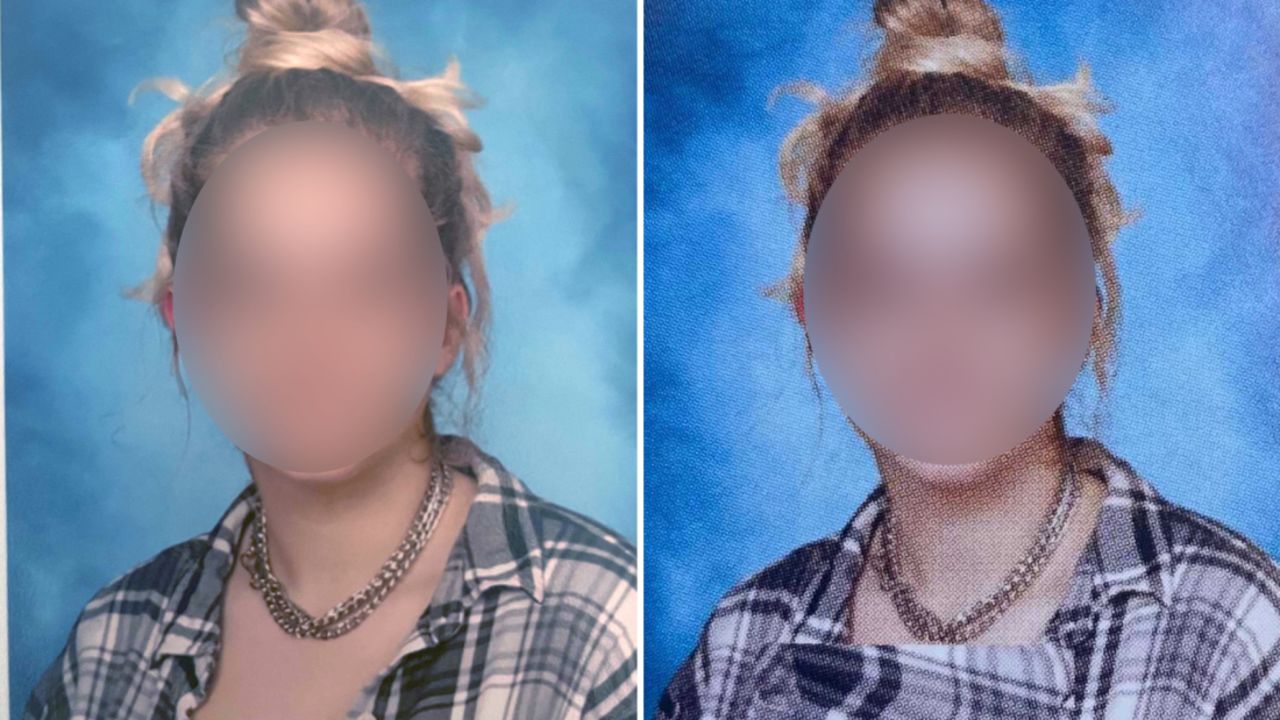 Brooke, a 15-year-old freshman, saw her photo was also altered in the yearbook. CNN has blurred portions of these images.