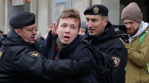 Belarus police detain journalist Roman Protasevich in Minsk, Belarus, in 2017. 