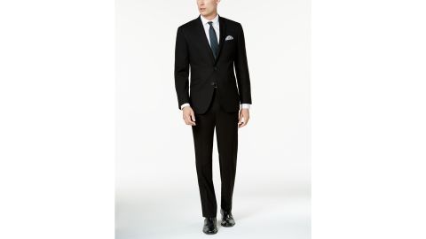 Kenneth Cole Reaction Men's Ready Flex Solid Black Slim Fit Suit 