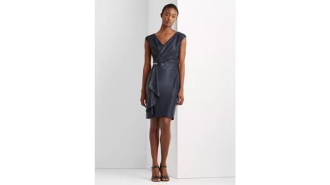 Lauren Ralph Lauren Ruffle-Trim Metallic Cocktail Dress