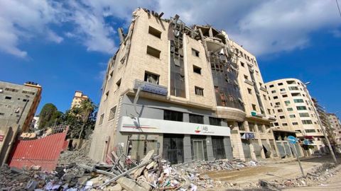 PCRF's office in Gaza was destroyed when an Israeli airstrike hit nearby.