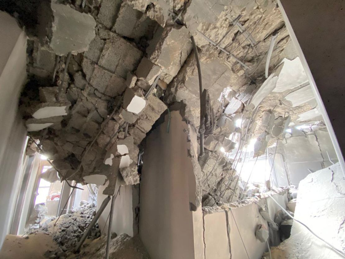 PCRF's office after an Israeli airstrike hit nearby.