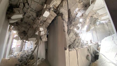 PCRF's office after an Israeli airstrike hit nearby.
