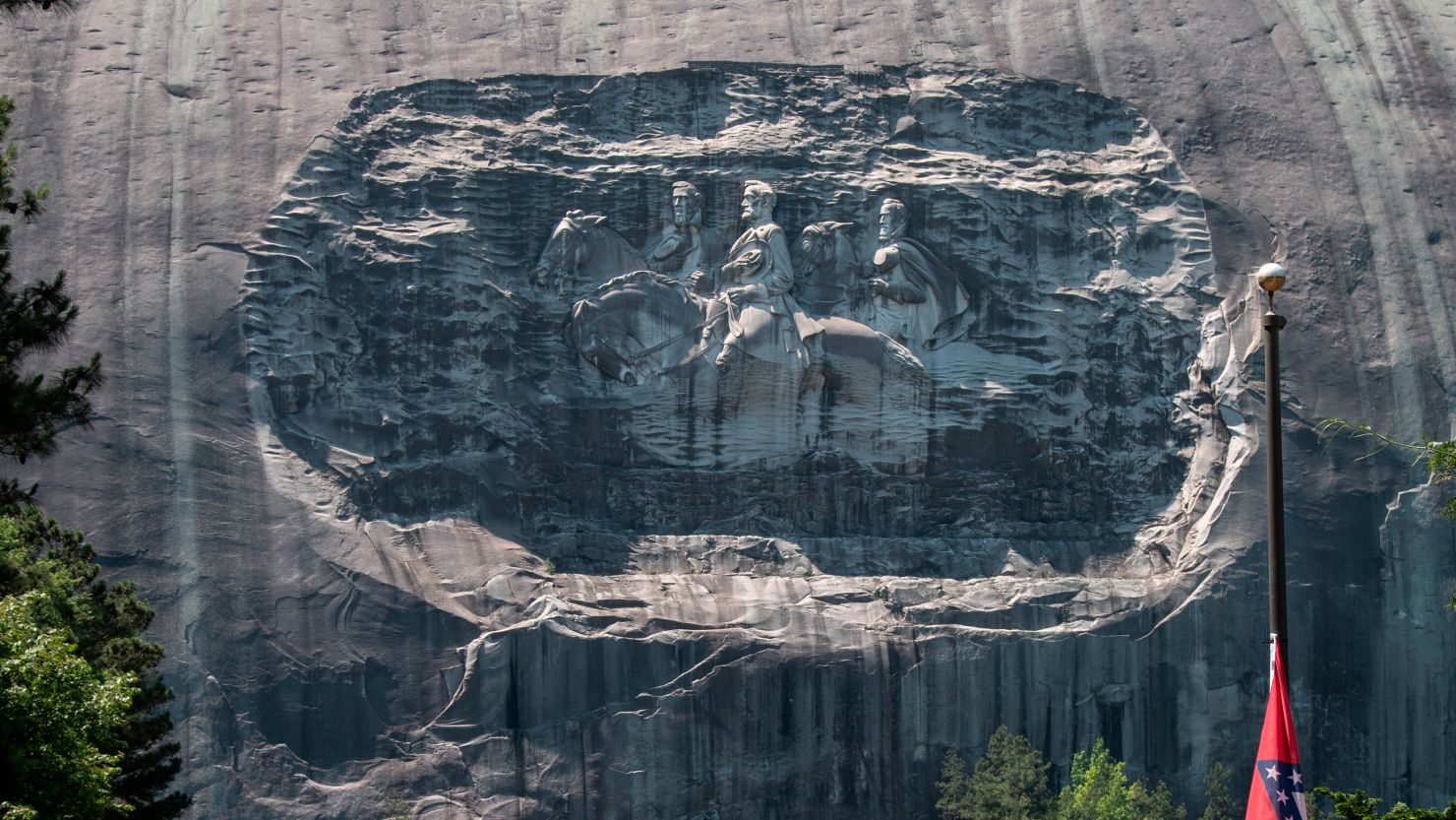 The carving on Stone Mountain outside Atlanta is the largest Confederate memorial. 