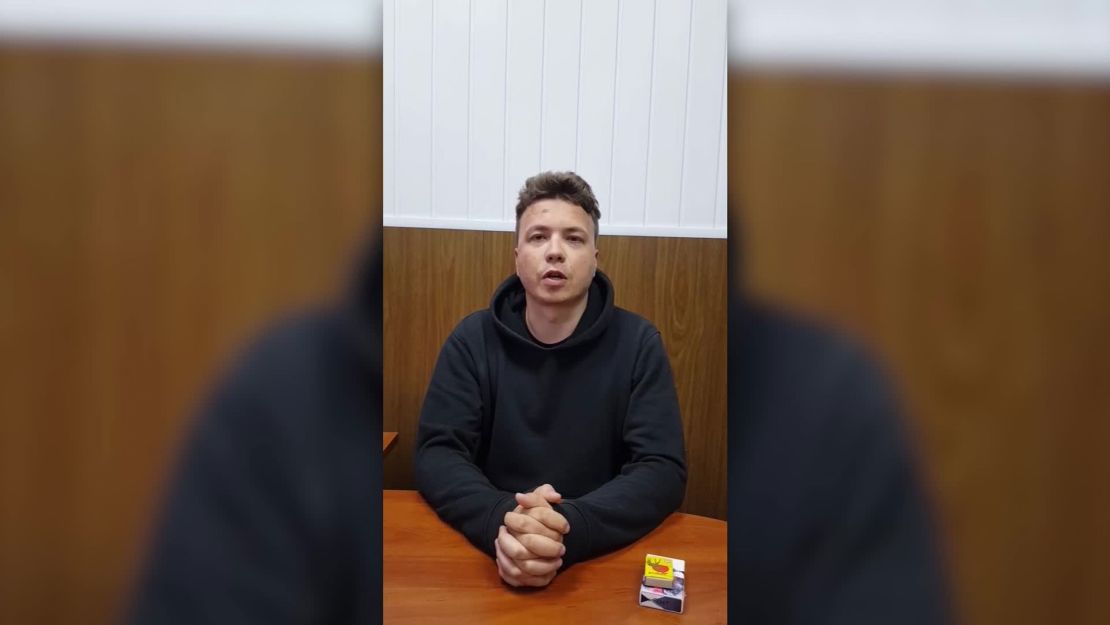 Roman Protasevich appeared from a Minsk detention center in the video.