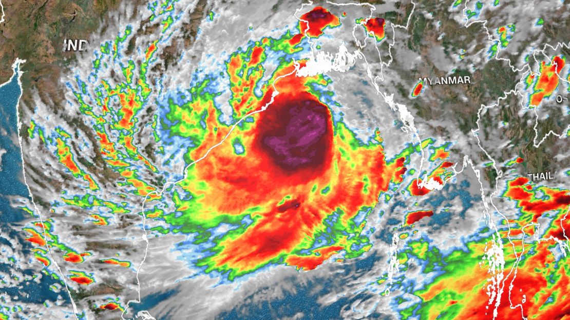 Satellite imagery shows Yaas as it bears down on India.