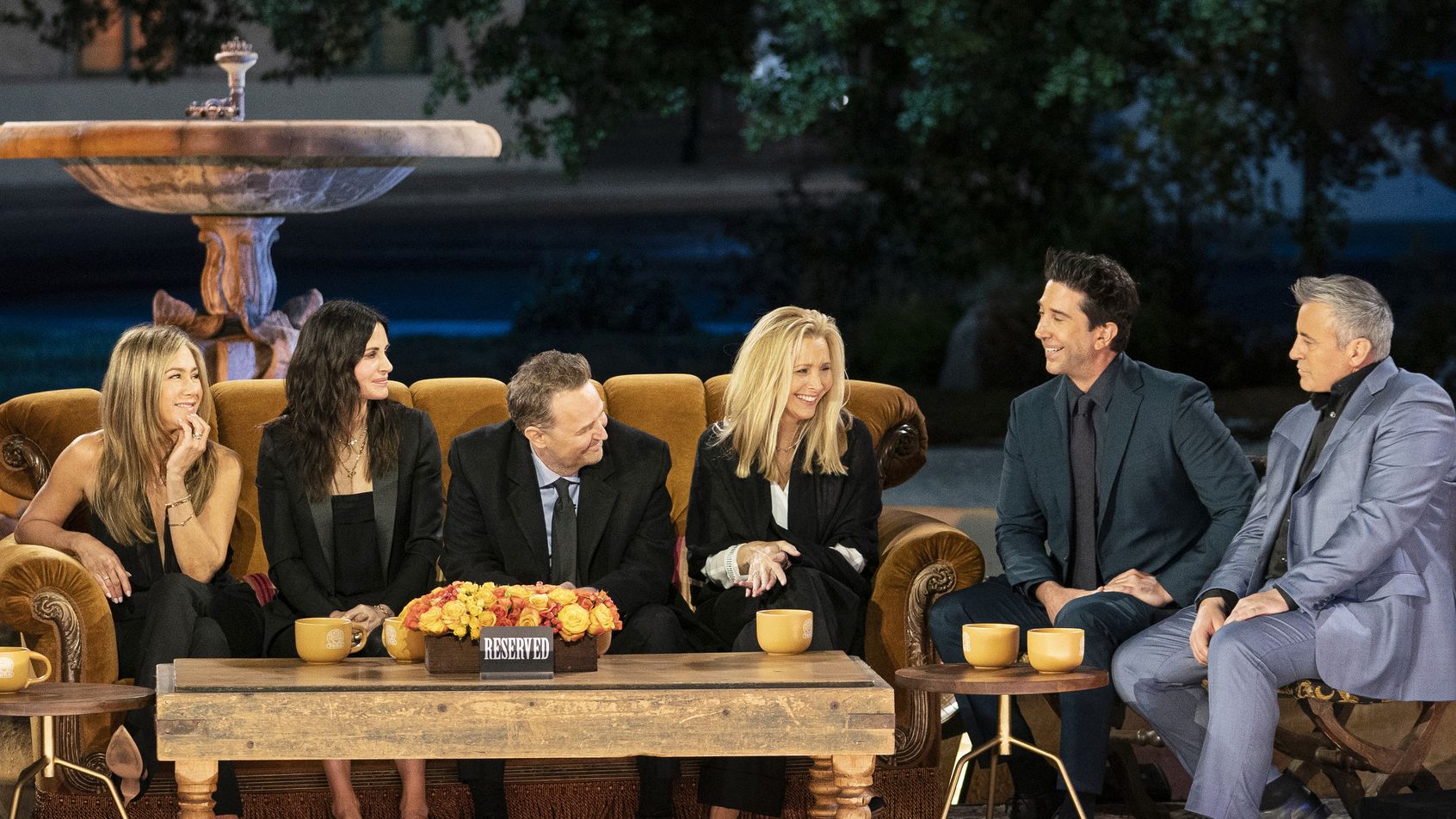 The cast assembles in a familiar spot for 'Friends: The Reunion.'