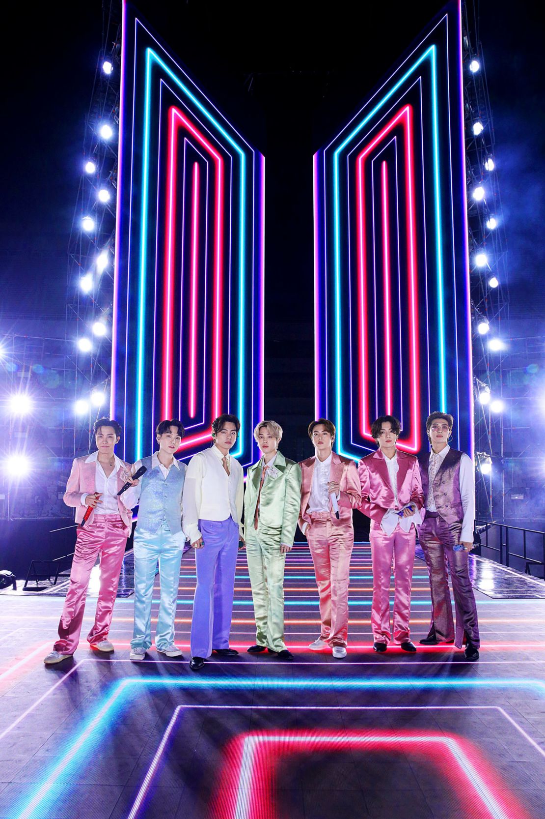 The seven members of BTS -- J-Hope, Suga, V, Jimin, Jin, Jungkook and RM -- perform at the American Music Awards in November. 