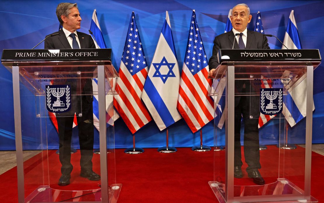 Israeli Prime Minister Benjamin Netanyahu and US Secretary of State Anthony Blinken hold a joint news conference in Jerusalem on May 25, 2021.