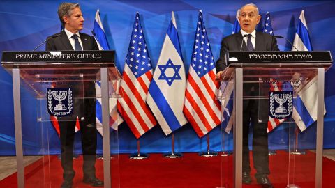 Israeli Prime Minister Benjamin Netanyahu and US Secretary of State Anthony Blinken hold a joint news conference in Jerusalem on May 25, 2021.