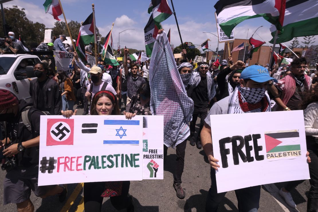 Los Angeles saw a mass march to the Israeli consulate by supporters of Palestinians this month, along with a suspected hate crime.
