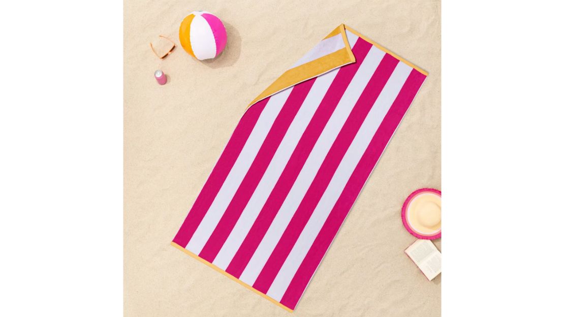 Sun Squad Reversible Cabana Striped Beach Towel