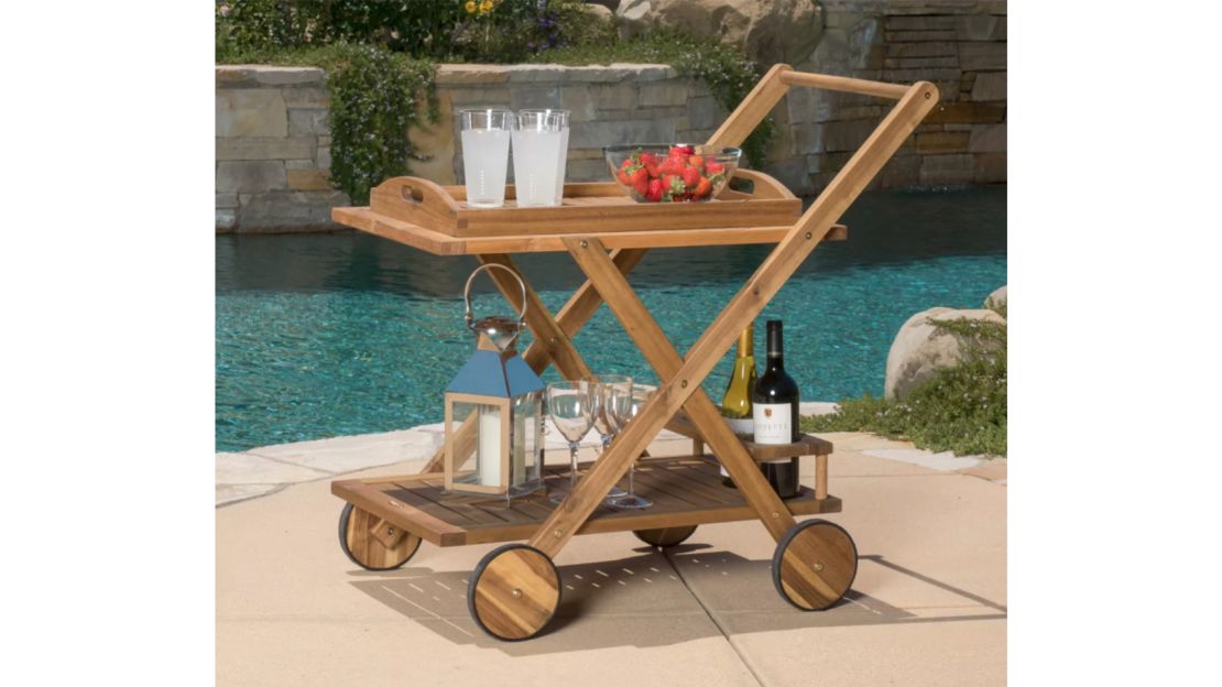 Christopher Knight Home Riviera Acacia Wood Patio Bar Cart 