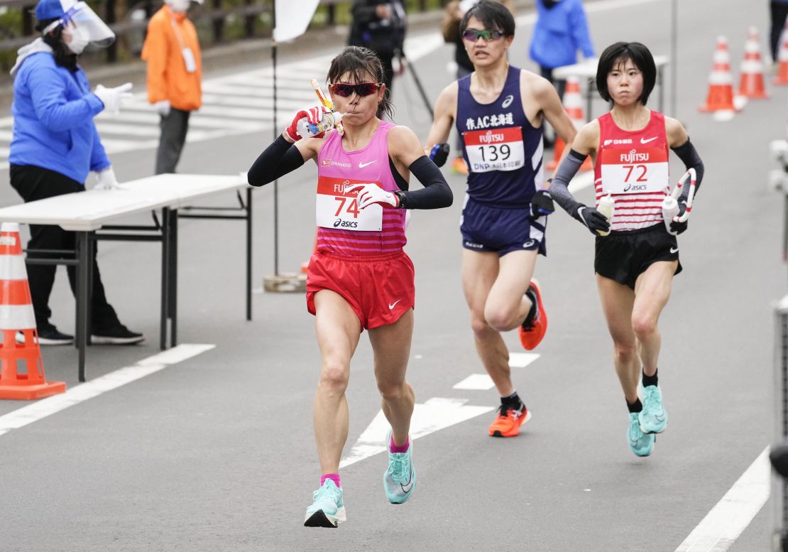 Runners compete in a half-marathon in Sapporo on May 5 -- a test event ahead of this year's Olympics.