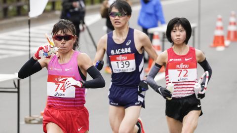 Runners compete in a half-marathon in Sapporo on May 5 -- a test event ahead of this year's Olympics.