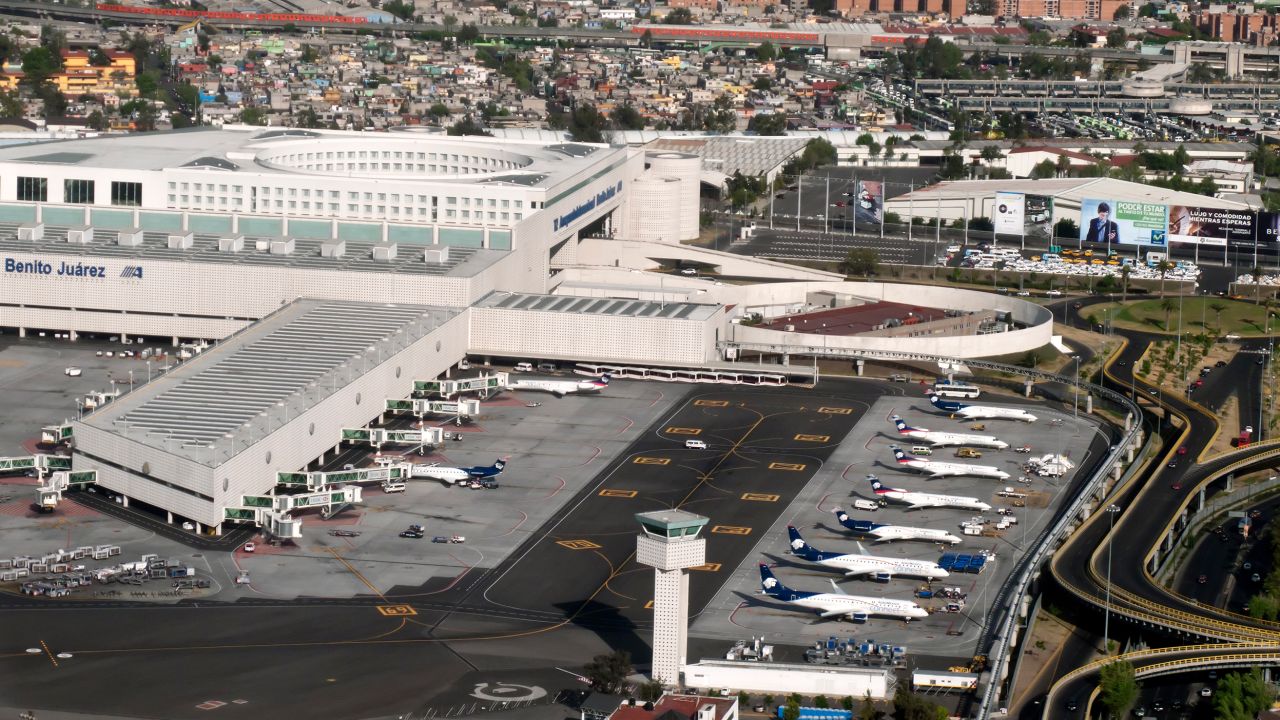 Aerial view of Benito Juarez Airport, Mexico City 