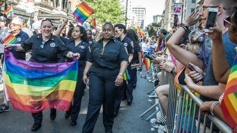 Gay and Lesbian police officers march during in the Pride Parade in 2019.