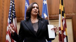 U.S. Vice President Kamala Harris speaks after ceremonially swearing in Kristen Clarke as Assistant Attorney General for the Civil Rights Division at the Department of Justice in Washington, U.S., May 25, 2021. REUTERS/Yuri Gripas