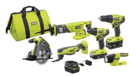 Ryobi 18-Volt One+ Lithium-Ion Cordless 6-Tool Combo Kit