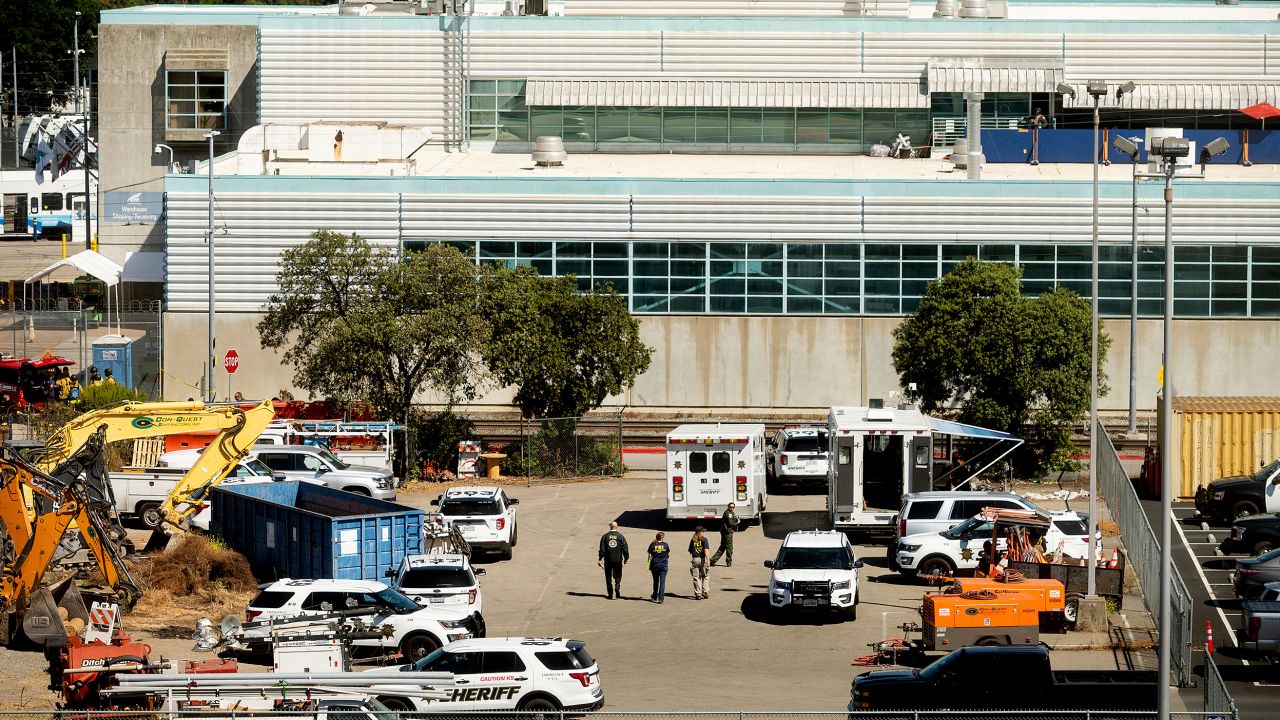Law enforcement officers respond to the scene of a shooting at a Santa Clara Valley Transportation Authority (VTA) facility on Wednesday, May 26, 2021, in San Jose, California.