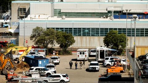 Law enforcement officers respond to the scene of a shooting at a Santa Clara Valley Transportation Authority facility on May 26, 2021, in San Jose, Calif. 