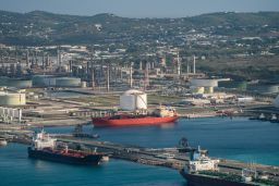 The Limetree Bay refinery is seen from above in St. Croix, Virgin Islands, Thursday, March 18, 2021. 