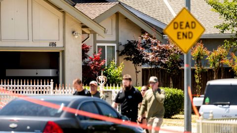 Emergency responders leave a home being investigated in connection to a shooting at a Santa Clara VTA facility, Wednesday, May 26, 2021, in San Jose, California.