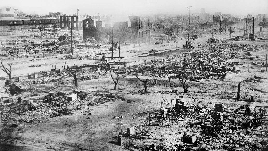 Ruins of Greenwood District the Tulsa race massacre in 1921.