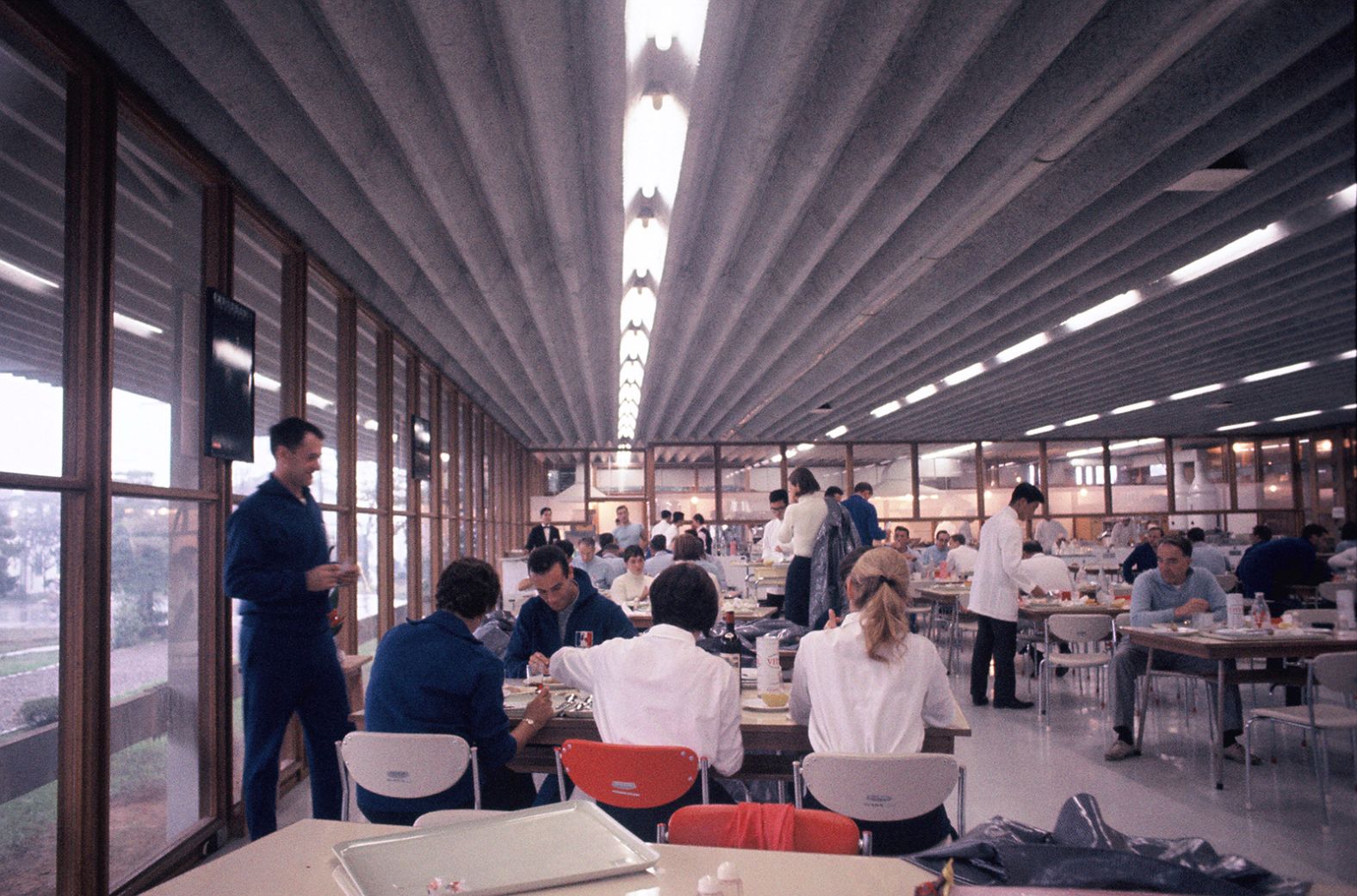 Athletes eat at the Sakura Restaurant, one of the three restaurants in the Olympic Village.